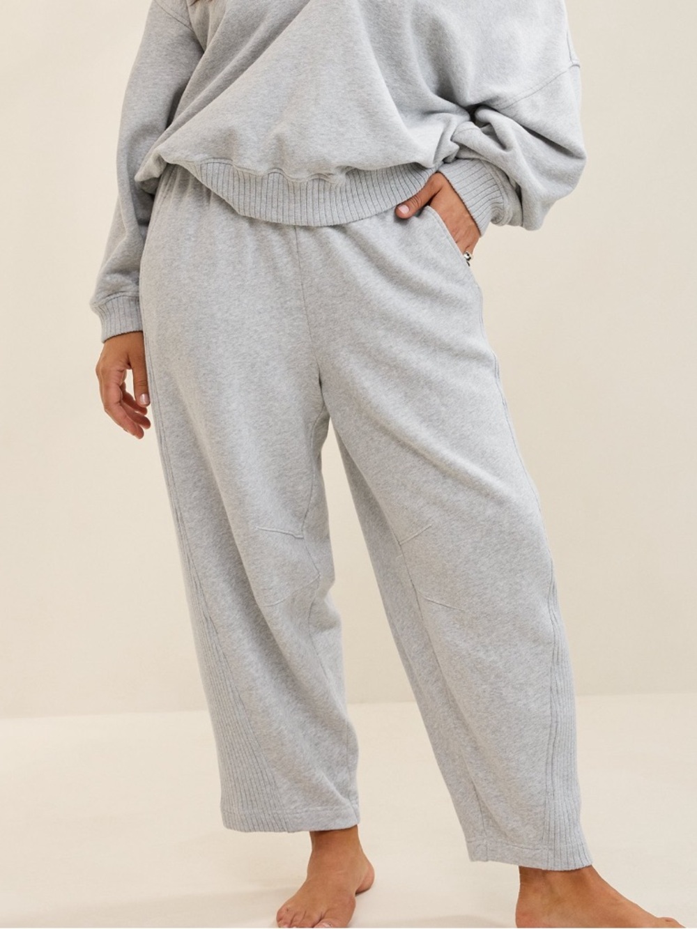 aerie Light Gray Cozy Wide-Leg Sweatpants